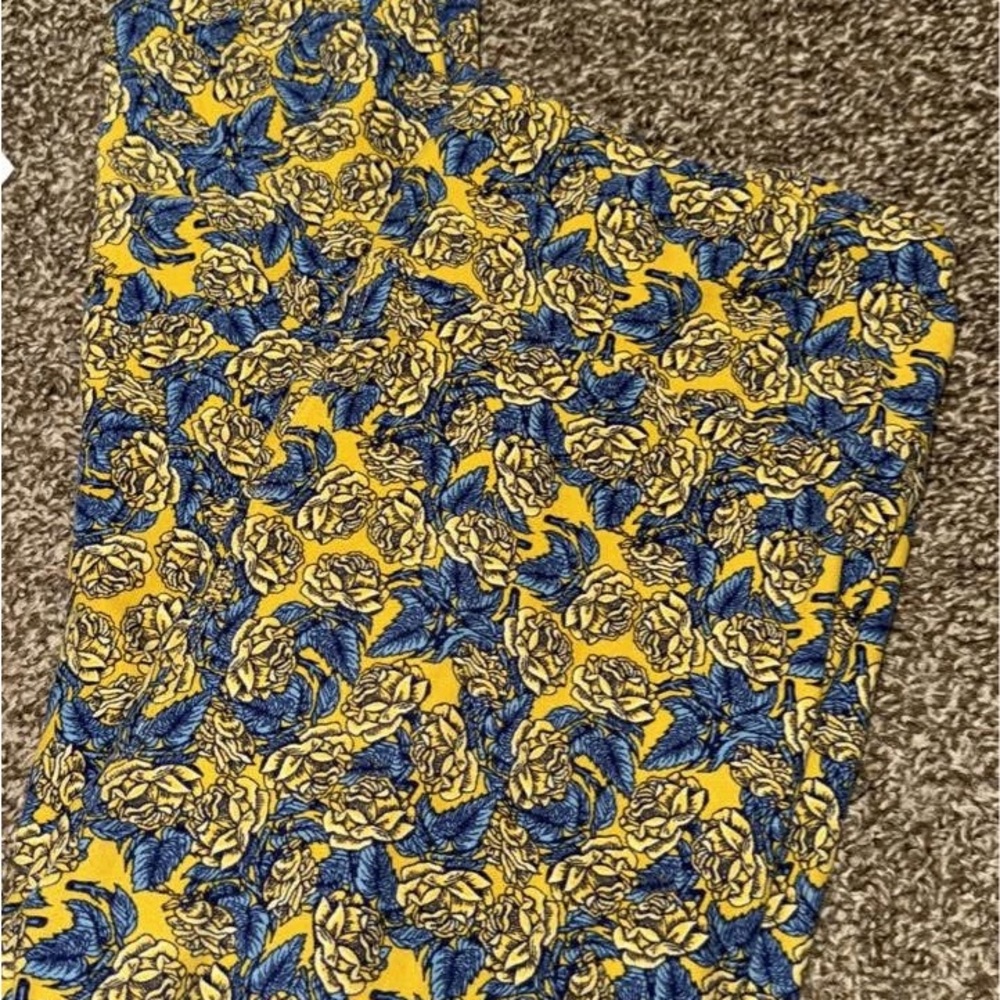 LuLaRoe Yellow and Blue Floral leggings